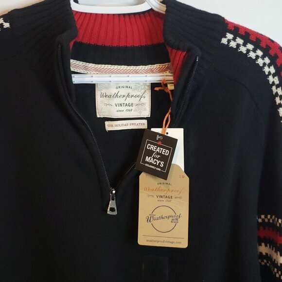 Nwt Weatherproof 'The Holiday Sweater' Black Men's Pullover Large 100% Cotton - Picture 3 of 11